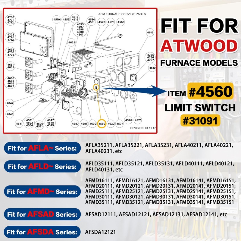 31091 Limit Switch Replacement Fit for Atwood/Hydro Flame, Dometic RV