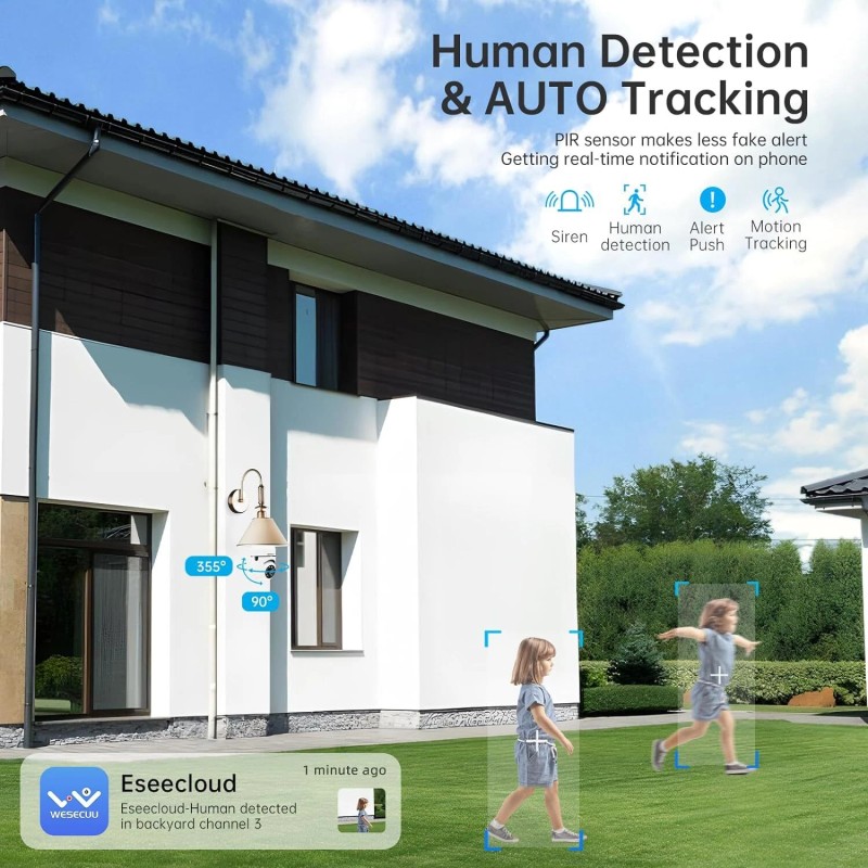 Wesecuu 2.4/5G Wireless Bluetooth Dual-Band WiFi PTZ Bulb Camera 3MP