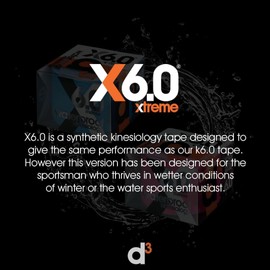 d3 X6.0 Extreme Waterproof Kinesiology Tape 50mm x 6m (Powder Blue, 1 Roll) Swimming Watersports Wintersports Ankle, Knee, Shoulder, Elbow Kinetic Physio Muscle Injury Strapping Support