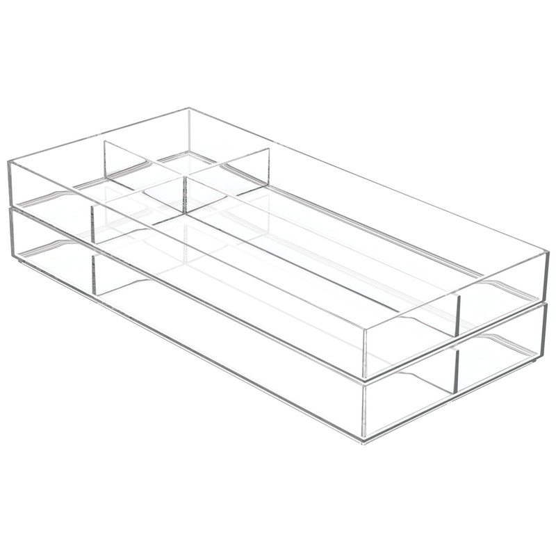 iDesign Clarity Plastic Divided Drawer Organizer, Storage Container for Vanity,