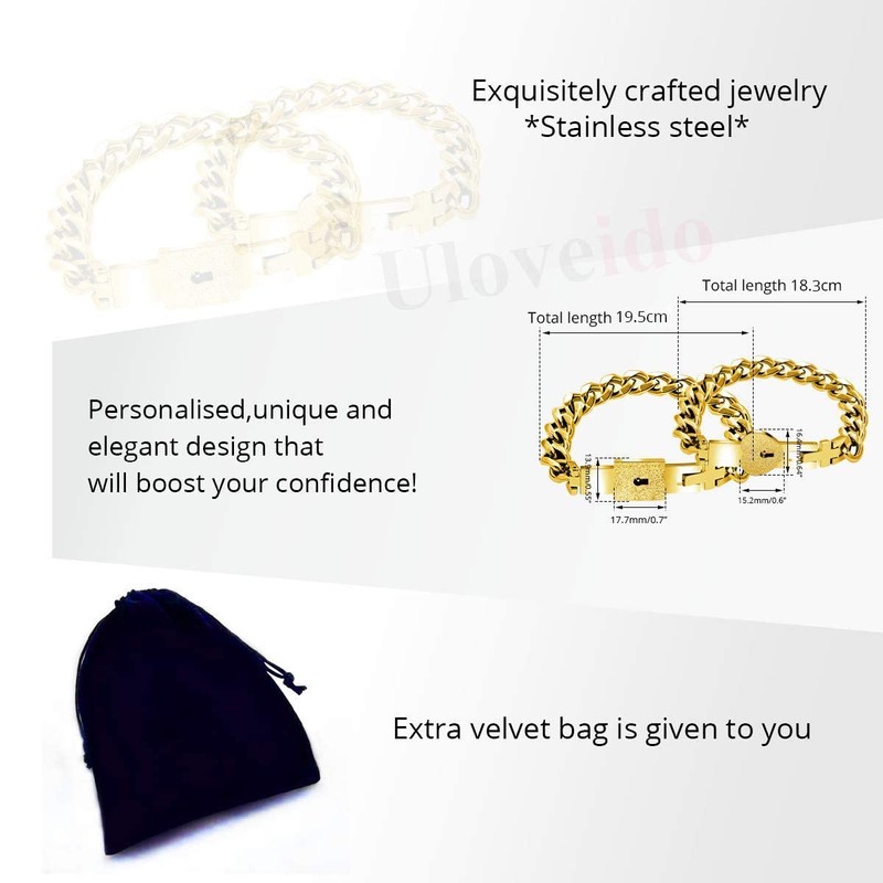 Tobestu Square and Heart Lock Bangle Bracelet with Key Matching