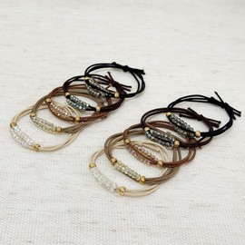 UDeBe Elegant Elastic Hair Ties with Sparkling Crystal Beads – 10-Piece Boho Neutral Set, Durable Ponytail Holders for Women