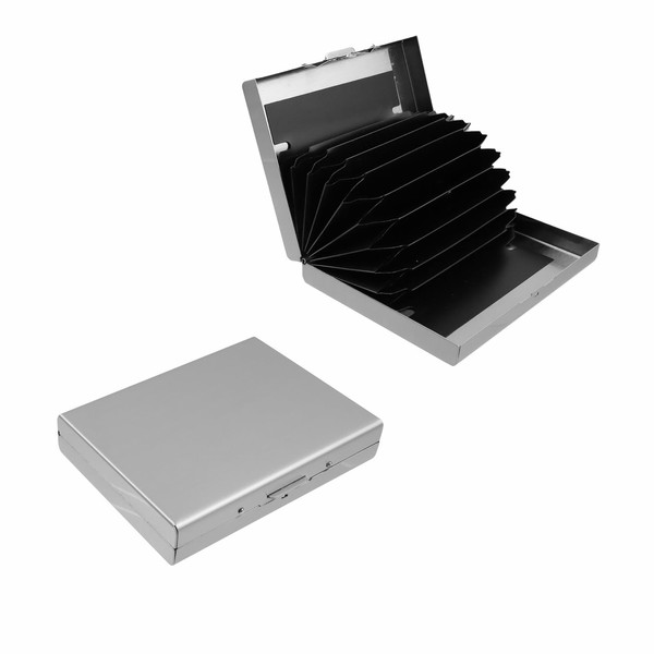 Woogim Silver Business Card Case Metal ID Organizer Wallet Credit