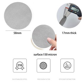 Pack of 2 Puck Strainers 58 mm 1.7 mm Thick 150 μm, Coffee Filter, Reusable Coffee Filter, Espresso Filter Made of Stainless Steel