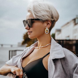 FILMOON Two Tone Geometric Drop Dangle Earrings for Women 18K Long Link Dangle Earrings Jewelry