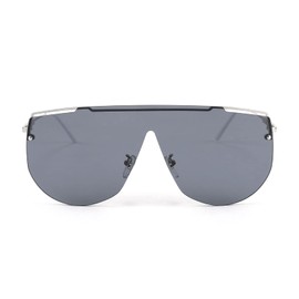 FEISEDY Oversized One Piece Sunglasses Ocean Rimless Flat Top Glasses for Men Women B4011, 01 Black, 72 millimeters