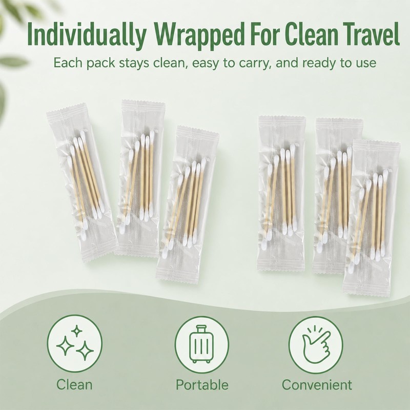 1000 Count Individually Wrapped Double-Tipped Travel Cotton Swabs