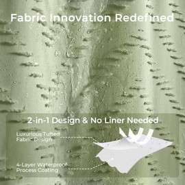 Green Shower Curtain Boho Woven Fabric Shower Curtain Tufted Chervon Textured Shower Curtain Modern Minimalist Shower Curtain for Bathroom Neutral Striped Waterproof Shower Curtain 72 x 72 Inches