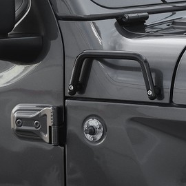 Voodonala Manija de agarre lateral instalada en 醤gulo frontal compatible with Jeep Wrangler JL JLU Gladiator 2018-2022 accesorios exteriores (negro, 1 asa/juego, no apto compatible with 4XE lado izquierdo)