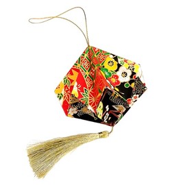 Handcrafted Paper Origami Diamond Christmas Ornament, Red Black Green Yellow White, Holiday Decor Gift