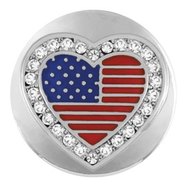 Ginger Snaps USA Heart Accessory | Interchangeable Snap Jewelry Collection | Button Charms for Necklaces, Bracelets & Rings | Standard Size | SN04-50