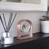 London Clock Arch Top Skeleton Mantel Clock, Rose Gold Case
