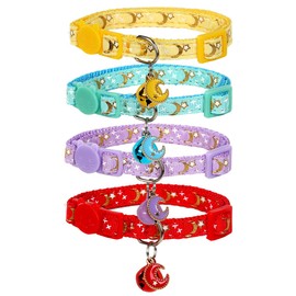 Yizepet Breakaway Cat Collar with Bell, 4 Pack Safety Adjustable Cat Collars Set…