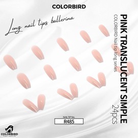 COLORBIRD Nail Tips, Long, 24 Pieces, Pink, Nail Tips, Short, Cute, Ballerina (R485)
