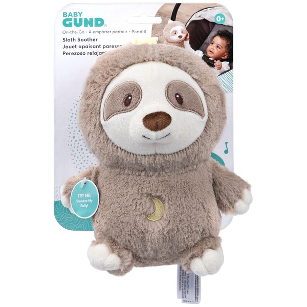 GUND Baby Lil’ Luvs On The Go Sloth Soother for Babies and Newborns, Plush Sloth Stuffed Animal Sound Toy, Brown/Cream, 6”
