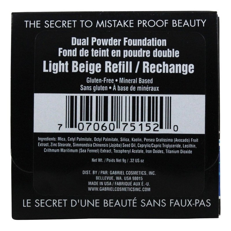 Paraben Free, Vegan, Gluten-free, Cruelty-free, Non GMO, Pressed mineral powder,