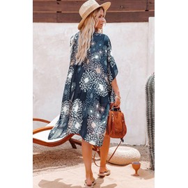 Womens Kimono Cardigan Plus Size Summer Wear Trendy Open Front Coverups for Swimwear(Dandelion Blue, XL)