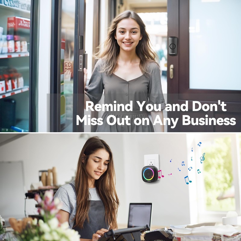 TECKNET Wireless Door and Window Open Sensor Alarm Chime, 1000Ft