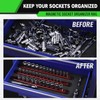 3/8-Inch Magnetic Socket Organizer Rail, Aluminum Alloy Socket Rail, Heavy