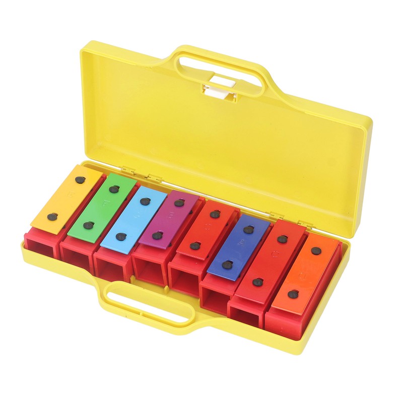8 Note Colorful Resonator Bells with Case Removable Plates Plastic