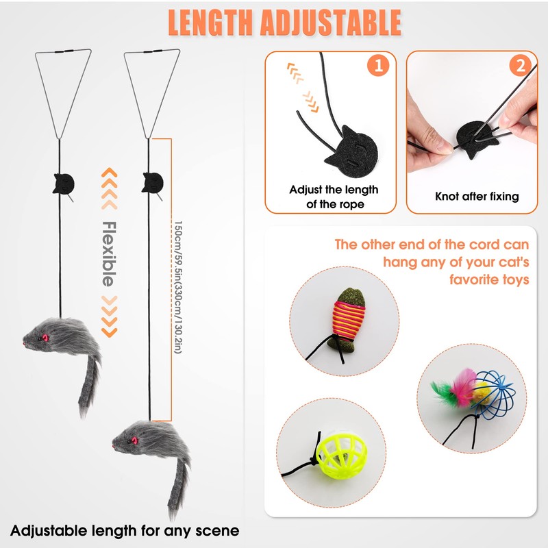 FYNIGO 2 Pcs Self Play Hanging Door Cat Mouse Toys