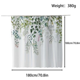 FAIRYGATE Extra Long Shower Curtain Sage Green Leaves Shower Curtains Weeping Willows White Background Bathroom Curtain Waterproof Polyester Fabric Set B9421