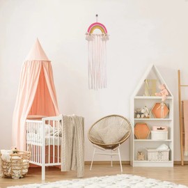 UKYLIN Bow Holder for Girls Rainbow Hair Accessories Storage Wall Hanging Decoration for Girls Room Bedroom Living Room (Pink)