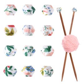 12 Pcs Knitting Needle Stoppers Stitch Stoppers for Knitting Needles, Silicone Knittings Needle Point Protectors Caps Holders Hexagon, Fit Size US 2.5-13 (3mm-9mm) Needles