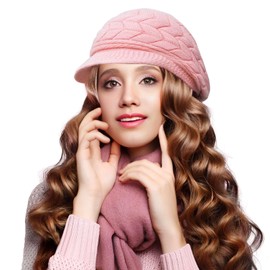 CINGHIA Baskenmütze Damen Winter,Barett Damen,Strickmütze Damen,Wintermütze Damen,Damen Baskenmütze,Mütze Rosa Damen,Strickmützen für Damen