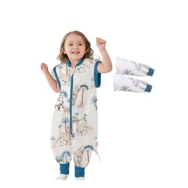LAT Baby Sleep Bag with Feet Winter,Three-way zipper Wearable Blanket with Legs,Warm Sack for Toddler Thicken 2.5 TOG-Sleepsuit Removable Sleeves(S,Elephant)