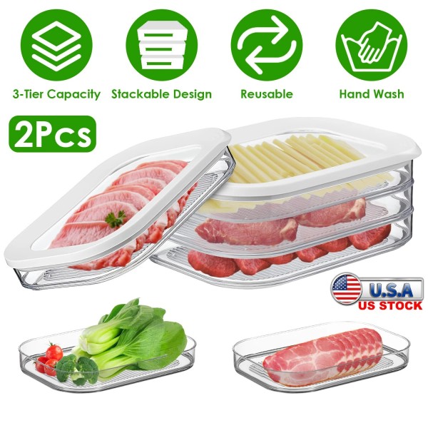 NewHome 2Pcs Deli Meat Container for Fridge,Stackab