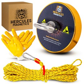 Hercules Magnetics 2000 lbs Double Sided Fishing Magnet Kit with Case - Heavy Duty Magnet Fishing Kit with 100ft Rope & Carabiner for River, Lake, Beach - Super Strong, Large, Best