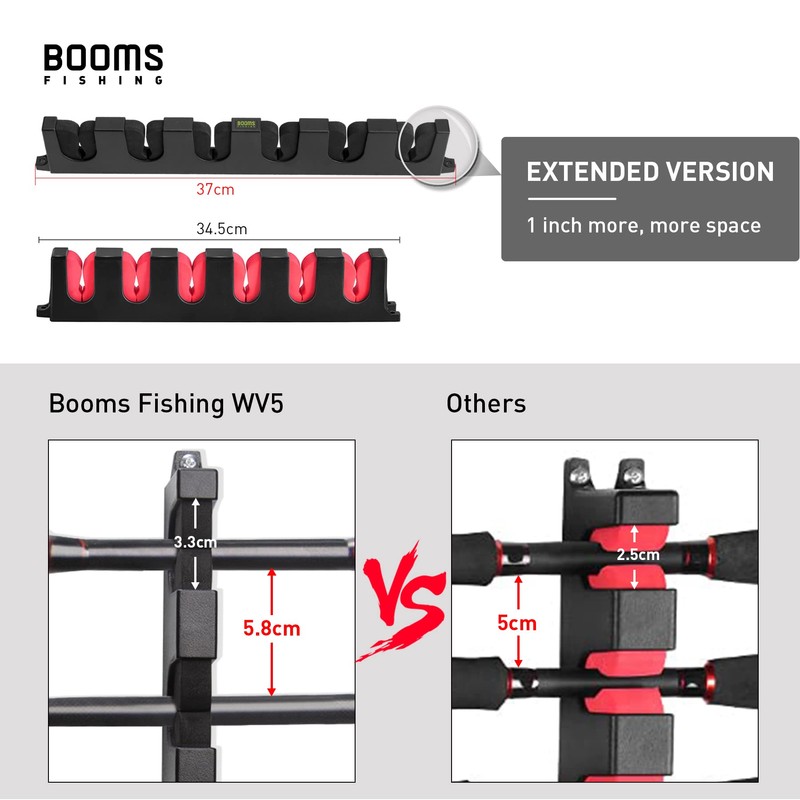 Booms Fishing WV5 Rod Stand Wall Mount Rod Holder Space