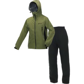 Vastland Stretch Rain Wear, Top and Bottom Set, Men's, Women's, Waterproof Index: 28.4 psi (20,000 mm), Olive, M
