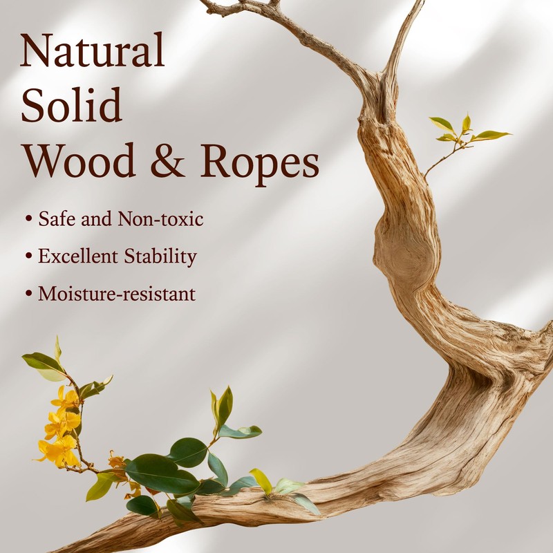 HITTITE Natural Solid Wood Cat Tree Tower with Scratching Post,