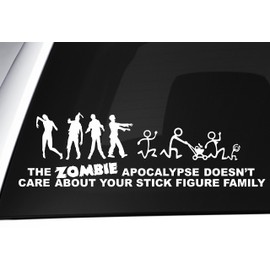 LEVEL 33 LTD The Zombie Apocalypse Doesnt Care About Your Stick Figure Family Vinyl Decal - Car Window Sticker