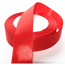 CaPiSo 22 m Satin Ribbon 25 mm Width 2.5 cm Bow Ribbon Gift Ribbon Decorative Ribbon Christmas Wedding (Red, 22 m)
