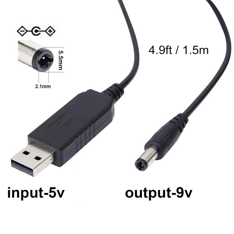 2 Pack USB to 9V Adapter - DC 5V to