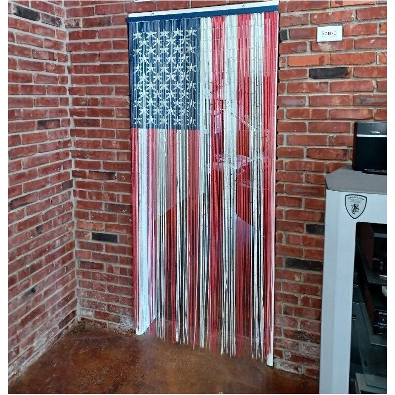 ABeadedCurtain - American Flag Beaded Curtain 125 Strands (+Hanging Hardware)