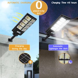 DHrtara Solar Lights Outdoor, 500W LED Solar Powered Motion Sensor Flood Lights, with Remote, Dusk to Dawn IP66 Waterpro Solar Security Wall Lights,for Exterior Wall, Patio, Yard, Deck, Garden