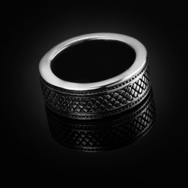 meditoys · Stainless Steel Ring for Men · Stainless Steel with Black Pattern · Width 9.0mm · Masculine Style, Stainless Steel
