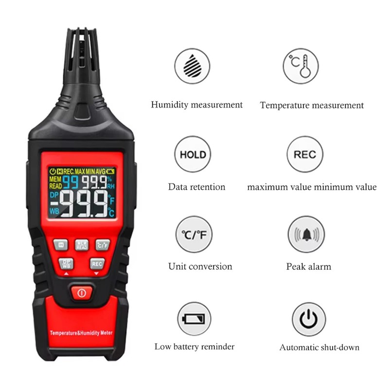 Meichoon Digital Temperature Humidity Meter Professional Thermometer Hygrometer with Dew