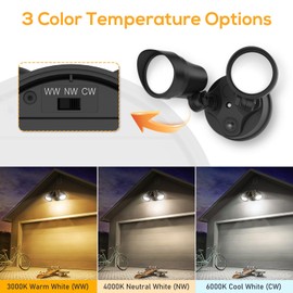 ALUSSO Dusk to Dawn Outdoor Lighting, 24W 2000LM Dusk till Dawn Outdoor Light, 3000K/4000K/6000K 3CCT IP65 Security Lights Dusk to Dawn for House Garage Yard Walkway 2 Pack Black