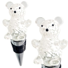 Glass Polar Bear Wine Stopper - Champagne/Wine Bottle Stopper, Decorative, Unique, Eye-Catching Glass Wine Stoppers – Polar Bear Décor, Wine Accessories Gift for Hostess - Wine Corker / Sealer