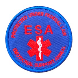 Antrix 1x Blue Round Emotional Support Animal Patch - 3D Embroidered, Hook & Loop Backing