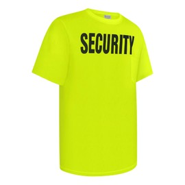 Uno Mejor Security T Shirts for Men Safety Work Shirt for Security Guard, Front Back Print T Shirts for Men, Supermarket, School, ABDX-Yellow L