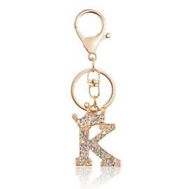 Fmeida Initial Letter Keychains for Women Alphabet Car Keychain Rhinestone Bag Charms K