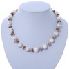 Avalaya White Ceramic Bead, Beige Shell Nugget Necklace In Silver