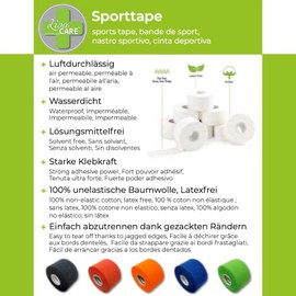 LisaCare Sports Tape – 6 Rolls 3.8 cm Wide – Sports Tapes – Football Tape – Athletic Tape – Tape Sports Tape Strong Hold & Easy to Tear – For Any Sport & Life Situation (Set of 6 White)