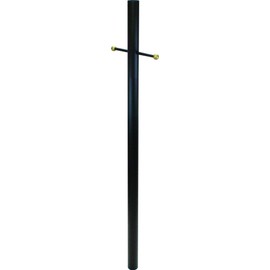 Solus SP7-BK 7' Outdoor Direct Burial Aluminum Lamp Post with Cross Arm, Fits Most Standard 3" Post Top Fixtures, Includes Inlet Hole, Easy to Install, Corrosion & Weather Resistant, Black